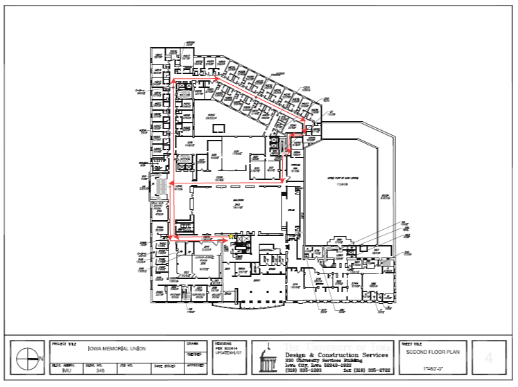 Iowa Memorial Union floor plan with walking route