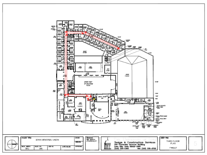 Iowa Memorial Union floor plan with walking route