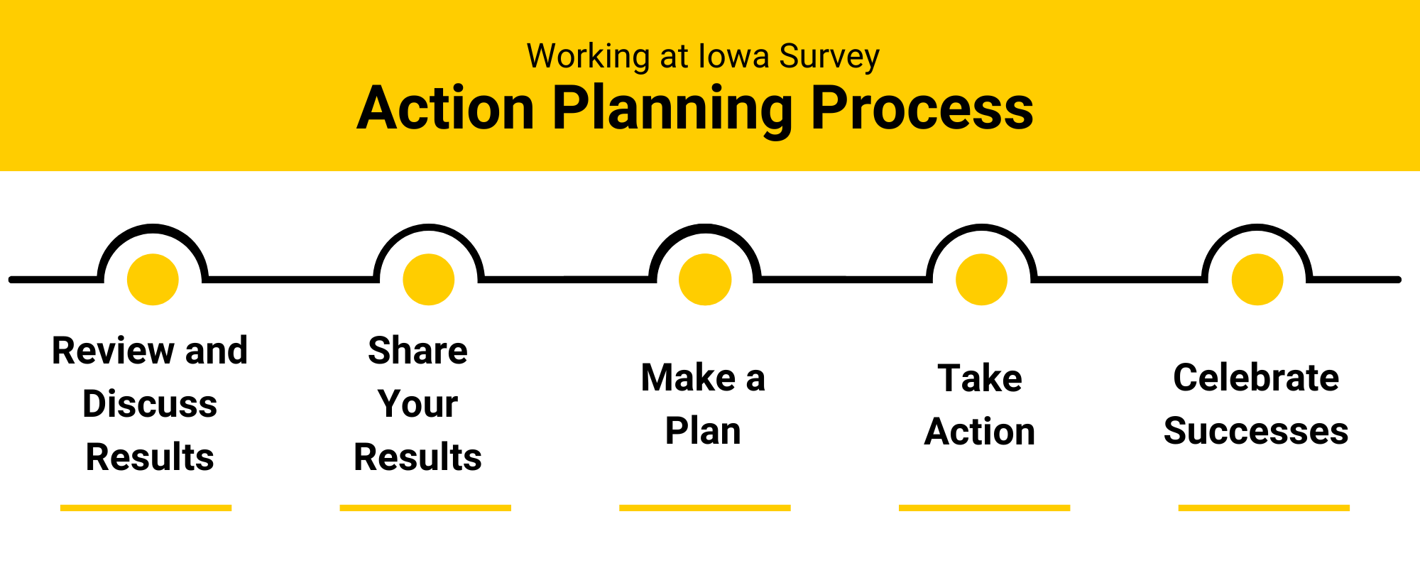 Graphic showing action planning phases for the Working at Iowa survey