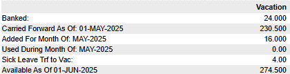2025 vacation payout program example graphic
