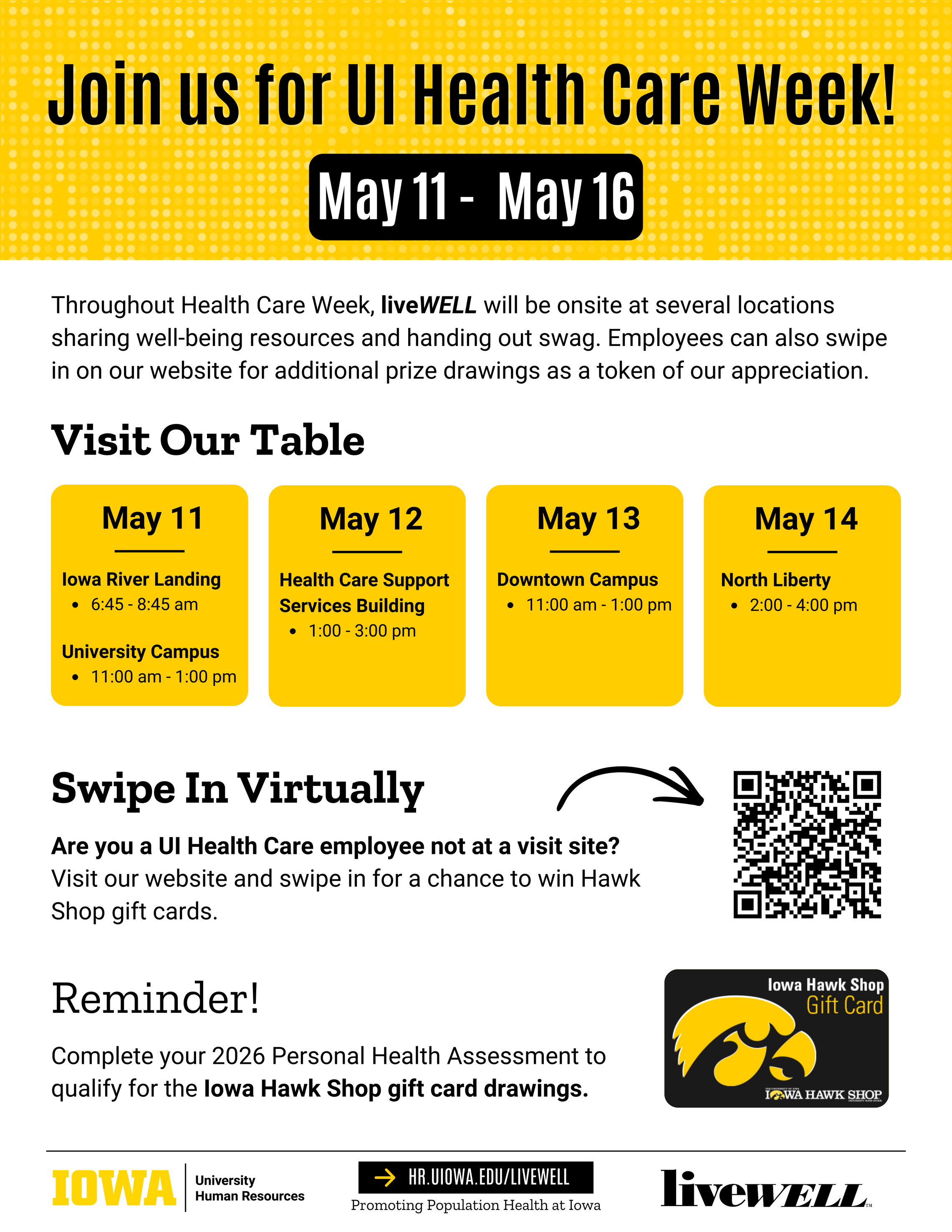 UI-Health-Care-Week-Flyer with details of tabling events