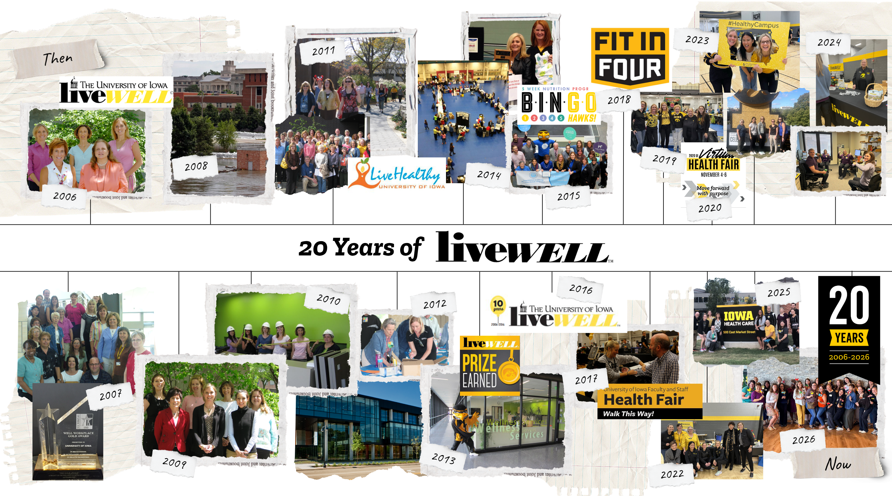 Collage of liveWELL through 20 years