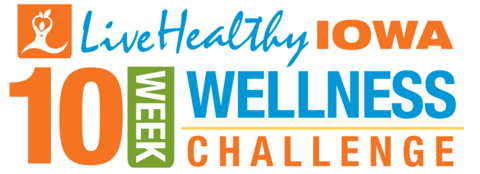 Blue, green, and orange Live Healthy Iowa logo