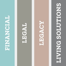 Graphic of four lines with text: Financial, Legal, Legacy, Living Solutions