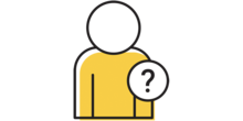 Illustration of a person and a question mark.