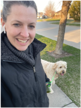 Stephanie Boes walking a dog