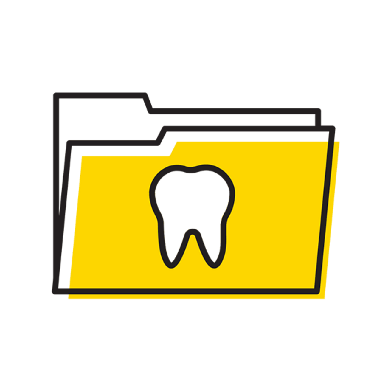 a file folder with a picture of a tooth on the outside