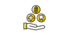 hand holding three circles, medical, dental and money sign