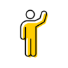 person raising their hand icon