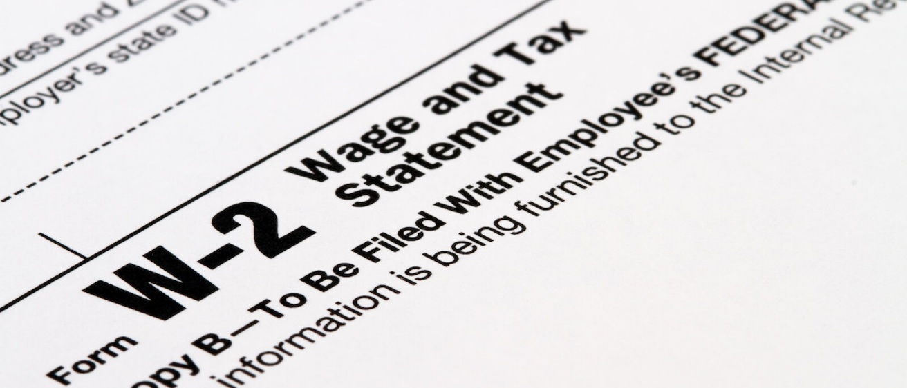 Close up of W-2 federal tax form