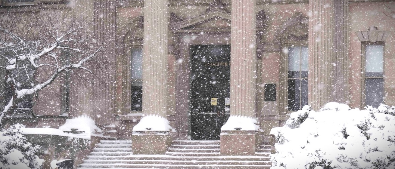 Snowy campus building