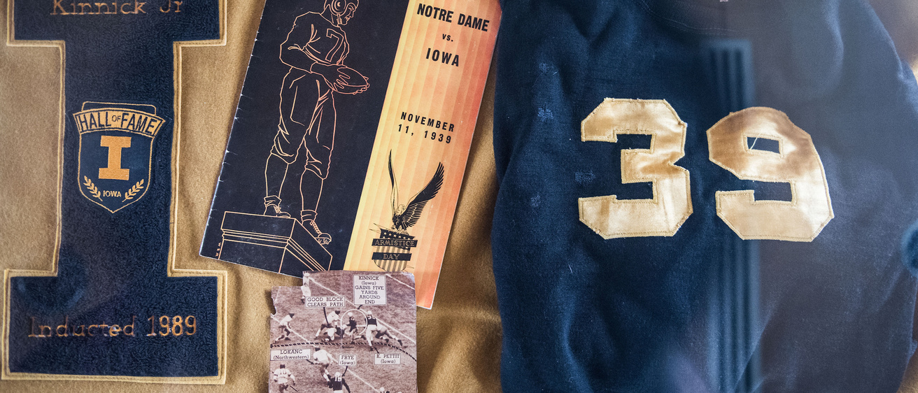 Hawkeyes memorabilia at the Iowa Athletics Hall of Fame