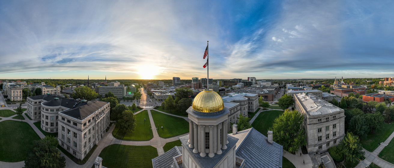 pentacrest drone image