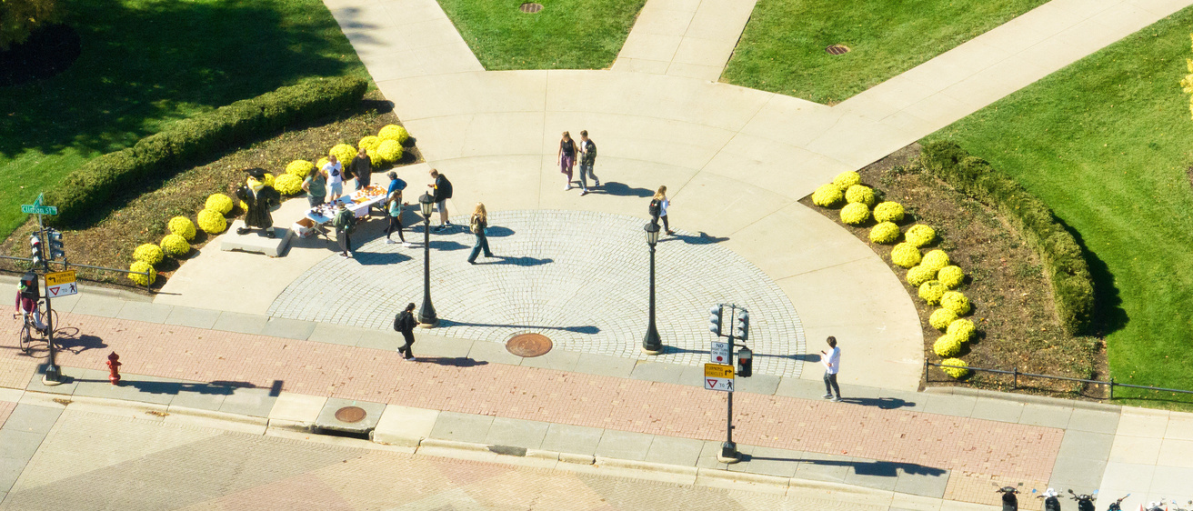 Drone image of van allen hall area