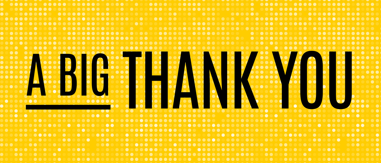 A bit thank you text on yellow background