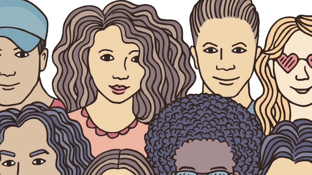 Illustration of a diverse group of faces.