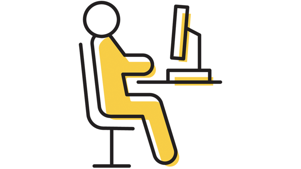 Illustration of a person seated at a workstation.
