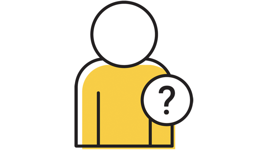 Illustration of a person and a question mark.