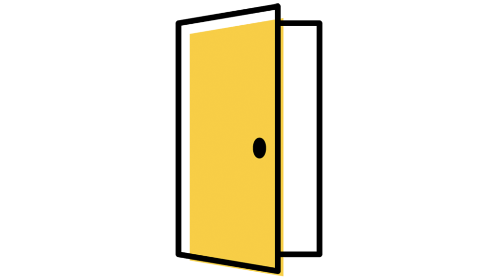 Illustration of open door.