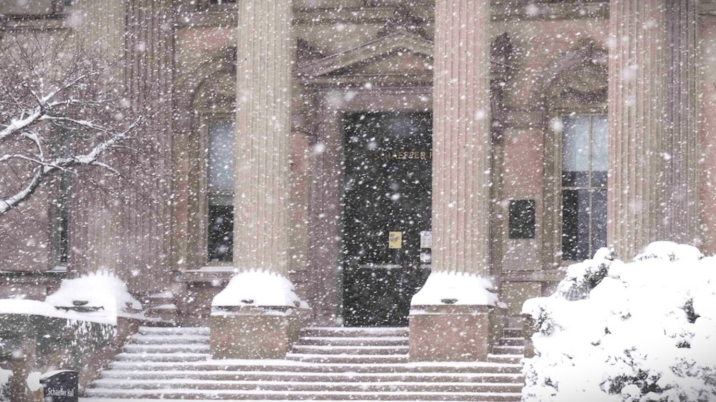 Snowy campus building