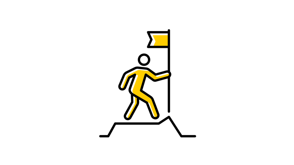 Leader climbing and planting a flag icon