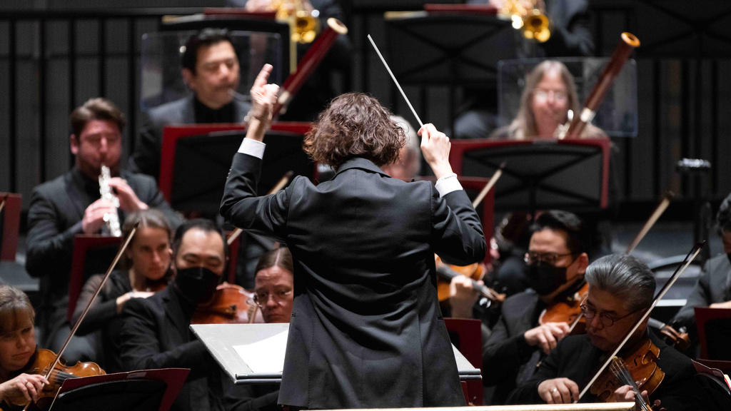 conductor during an orchestra concert