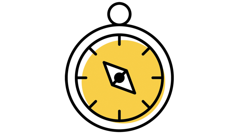 Line drawing of a compass.