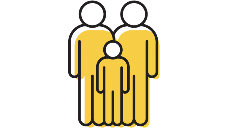 Illustration of people in house.