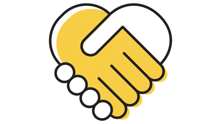 Illustration of clasping hands.