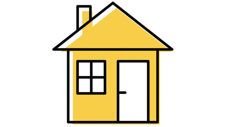 Simple line drawing of a small house.
