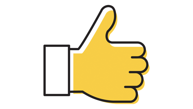 Illustration of hand with thumb up.