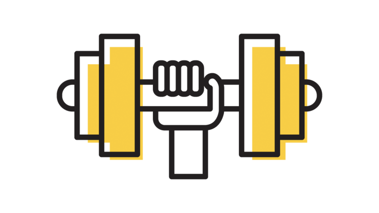 Illustration of barbell.