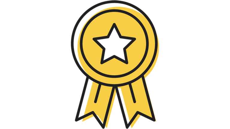 Illustration of prize ribbon.